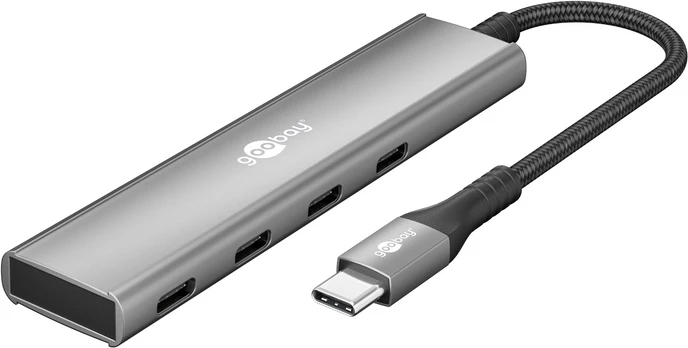 Hub USB | USB C socket x4,USB C plug | USB 3.2 | grey | 5Gbps | 0.115m