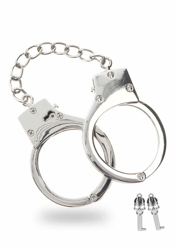 Ouch! Silver Plated Adjustable Bondage Handcuffs with Keys & Pouch