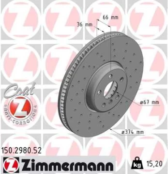 Stabdžių diskas ZIMMERMANN 150.2980.52