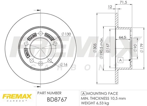 Stabdžių diskas FREMAX BD-8767