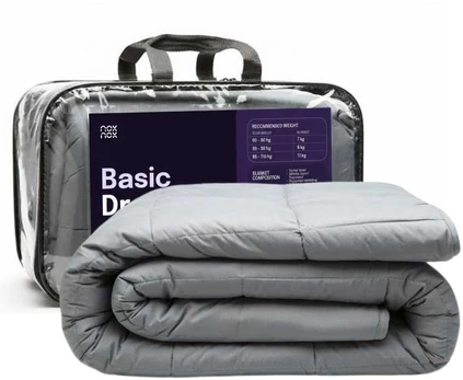 Sunki antklodė Basic+ NOXNOX, 9kg, 150x200 cm, pilka