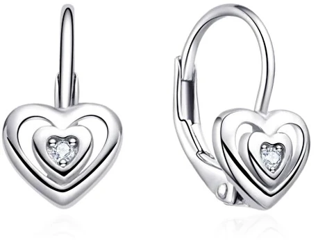 Moiss Children's sidabrinis earrings with zircons Heart E0004815