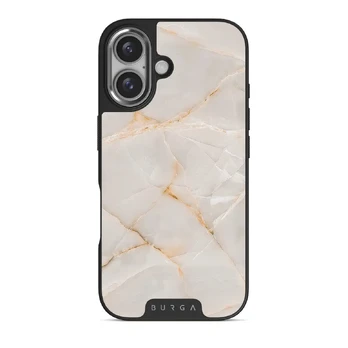 Vanilla Sand - Marble iPhone 16 Plus Case, Elite Dark (MagSafe) / Silver
