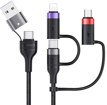Universalus 6-in-1 Usb-c įkrovimo laidas, 60w, 2m, pilkas