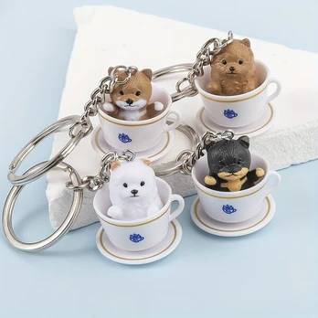 Pakabukas šuns, White Teacup Dog Keychain