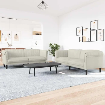 Sofos komplektas, aksomas : Modelis - Dvivietė + trivietė, Spalva - kreminė
