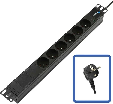 Lanview POWER STRIP 19" - 6 WAYS - 1U - WITH LED POWER