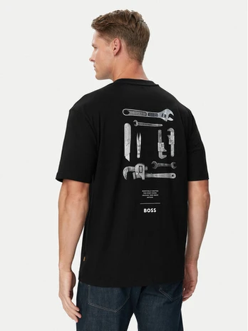 BOSS Marškinėliai Te Tools 50571290 Juoda Regular Fit