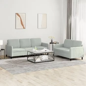 Sofa Sofos komplektas, 2 dalių, šviesiai pilkos spalvos, aksomas kaina