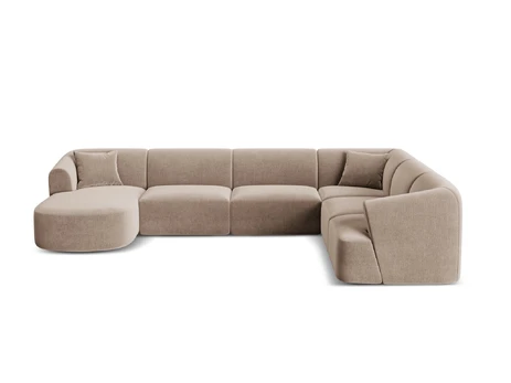 Velvet Modular Panoramic Right Corner Sofa, "Campi", 7 Seats, 330x255x70 Made in Europe