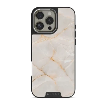 Vanilla Sand - Marble iPhone 16 Pro Case, Elite Dark (MagSafe) / Silver