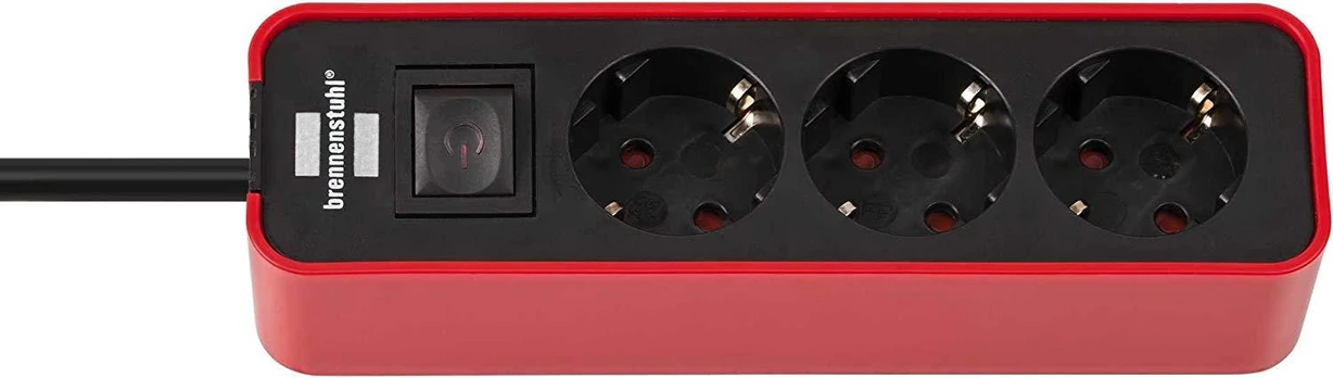 Brennenstuhl Ecolor power strip 3-fold red - / black