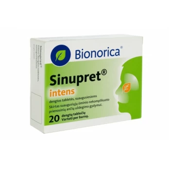 SINUPRET INTENS 160 mg dengtos tabletės N20
