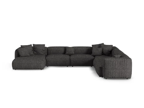 Boucle Modular Right Corner Sofa, "Martina", 6 Seats, 420x330x75, Anthracite