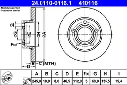 ATE 24.0110-0116.1 Brake Disc kaina