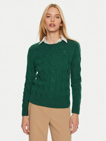 Tommy Hilfiger Megztinis WW0WW43586 Žalia Regular Fit