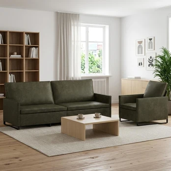 Sofa Sofos komplektas 2 vnt. Armijos Žalia Dirbtinė zomša
