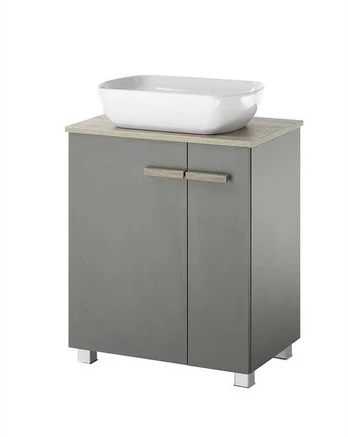 Praustuvo spintelė + praustuvė Solid, 82 cm, antracitas