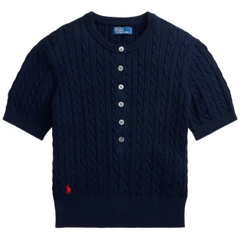 Megztinis moterims, Mėlyna, Sweater-henley