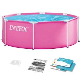 Garden frame pool round for kids 244x76 cm, pink, INTEX 28290ND