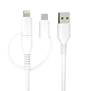 Forever perdirbimo kabelis 3w1 1,5m 2,4A USB-A -USB-C+ microUSB + Lightning KR3W1-00 baltas