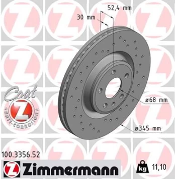 Stabdžių diskas ZIMMERMANN 100.3356.52