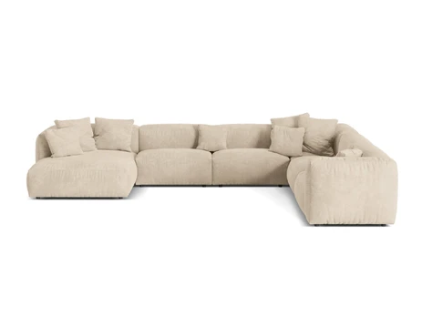 Velvet Modular Right Corner Sofa, "Martina", 6 Seats, 404x312x75, Light Beige