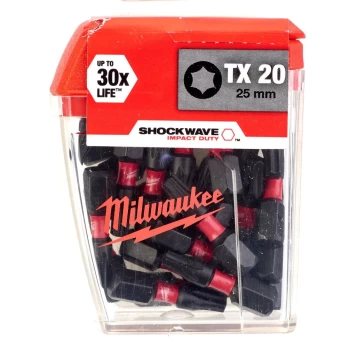 Smūginis sukimo antgalis Milwaukee ShockWave TX20x25, 25 vnt.