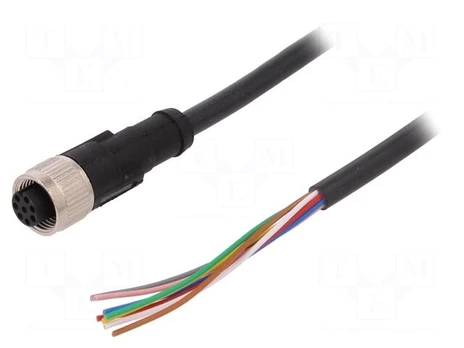 Connection lead | M12 | PIN: 8 | straight | 5m | plug | 30VAC | 4A | -25÷80°C