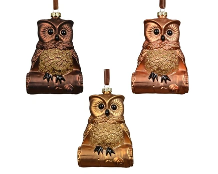 Eglutės žaisliukas Decoris Owl, rudas, 10 cm