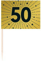 Globos Europe Bv Guld 50 kageflag, 50 stk