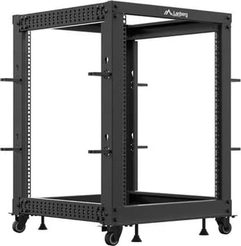 Open Rack 19" 15U 600x600-1100 adjustable black LANBERG