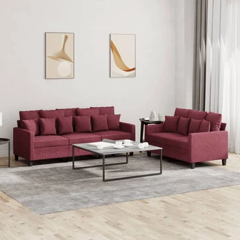 Sofa Sofos komplektas su pagalvėlėmis, 2 dalių, vyno, audinys