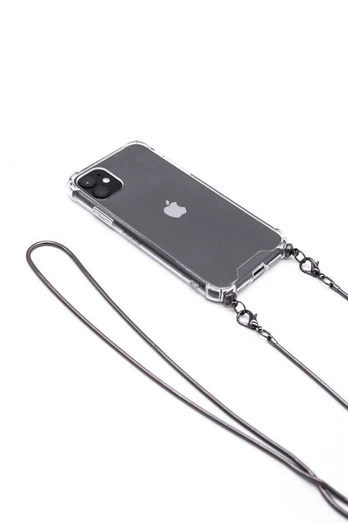 Dėklas Evelatus Xiaomi Note 8 Pro Silicone Transparent with Necklace TPU Strap Space Gray