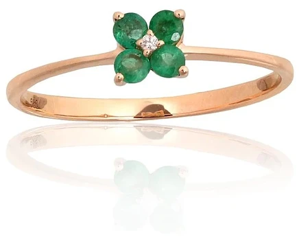 Diamond Sky Jewelry Auksinis žiedas su deimantais ir smaragdais „Miško Širdis“