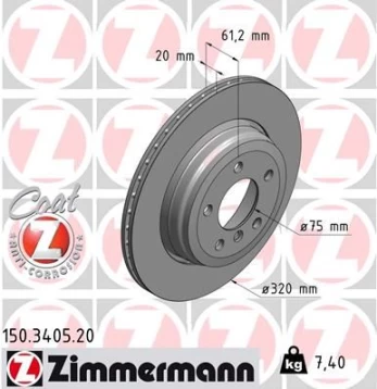 Stabdžių diskas ZIMMERMANN 150.3405.20