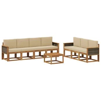 Lauko sofos komplektas su pagalve 7 pcs Natūrali