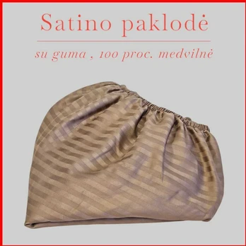 Satino paklodė su guma - 100x200+30cm.