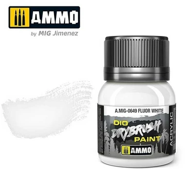 AMMO by MIG Jimenez AMMO MIG - Sendinimo priemonė DRYBRUSH Fluor Baltas, 40ml, 0649
