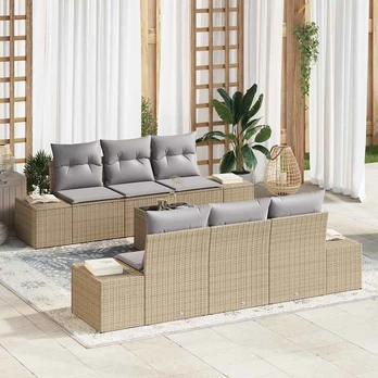 sodo sofa komplektas 7 dalys Smėlio ir šviesiai pilka