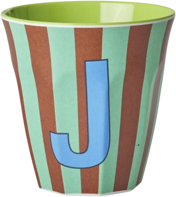 Rice - Melamine Cup with the Letter J - Mėlyna and Žalias - Medium - 250 ml