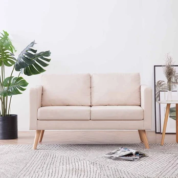 Dvivietė sofa, kreminės spalvos, audinys