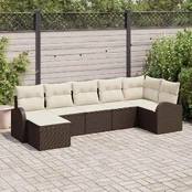 Sodo Sofos Rinkinys 7 Dalių Ruda Ratanas Sodo Sofa Stačiakampio kaina