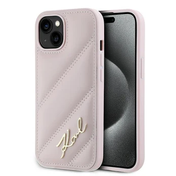 Karl Lagerfeld KLHCP15MPQDSMGP iPhone 15 Plus / 14 Plus 6.7" rožinė/pink hardcase Diagonal Quilted Script