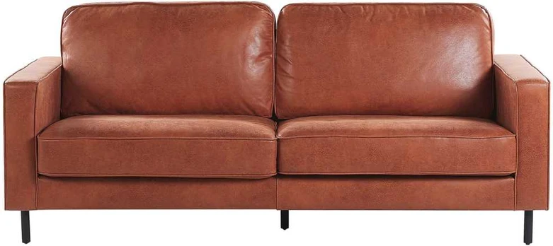 Beliani Sofa 3-osobowa ekoskóra auksinė ruda SAVALEN