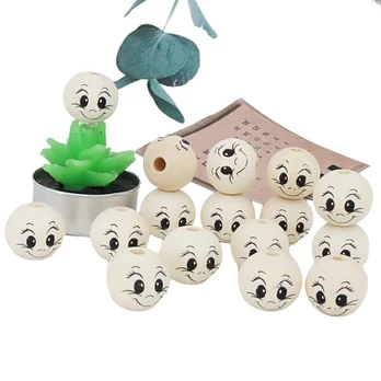 Medinių karoliukų rinkinys, 16pcs smile