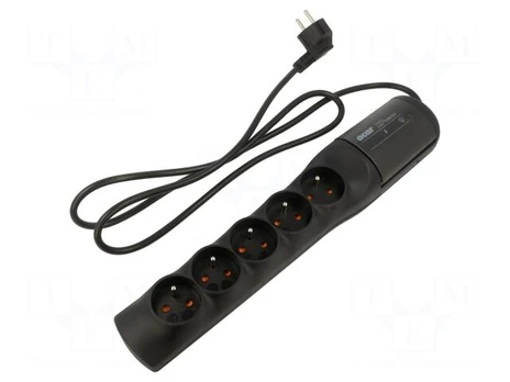 Plug socket strip: protective | Sockets: 5 | 250VAC | 10A | grey
