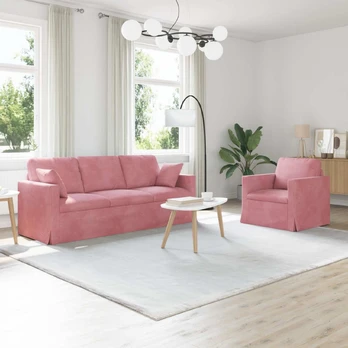 Sofa 2 pcs Rožinė 198 x 78 x 80 cm Aksomas