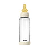 BIBS - Glass Baby Bottle Round Latex Medium Flow - Ivory - 240 ml kaina