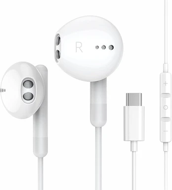 USB-C ausinės iPhone/iPad/Google Pixel/Samsung, mikrofonas, garso valdymas